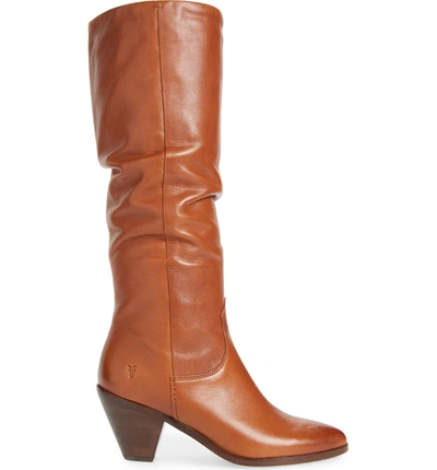 Shop Frye Lila Slouchy Knee High Boot In Saddle Leather