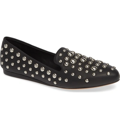 Shop Veronica Beard Griffin Pointy Toe Loafer In Black/ Silver