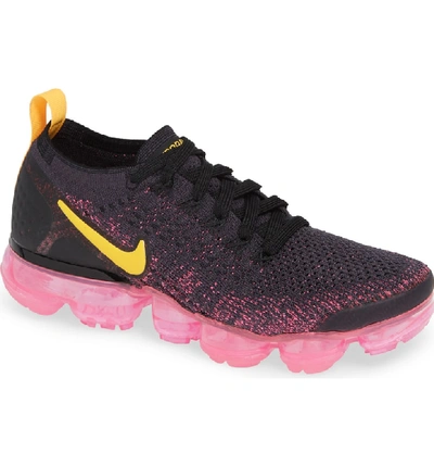 Shop Nike Air Vapormax Flyknit 2 Running Shoe In Gridiron/ Orange/ Pink/ Black