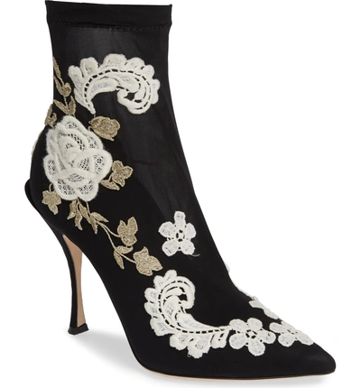 Shop Dolce & Gabbana Floral Sock Bootie In Black