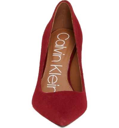 Shop Calvin Klein 'gayle' Pointy Toe Pump In Red Rock Suede