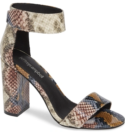 Shop Jeffrey Campbell Lindsay Ankle Strap Sandal In Grey/ Wine Snake Print Leather