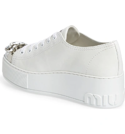 Shop Miu Miu Crystal Cap Toe Sneaker In White