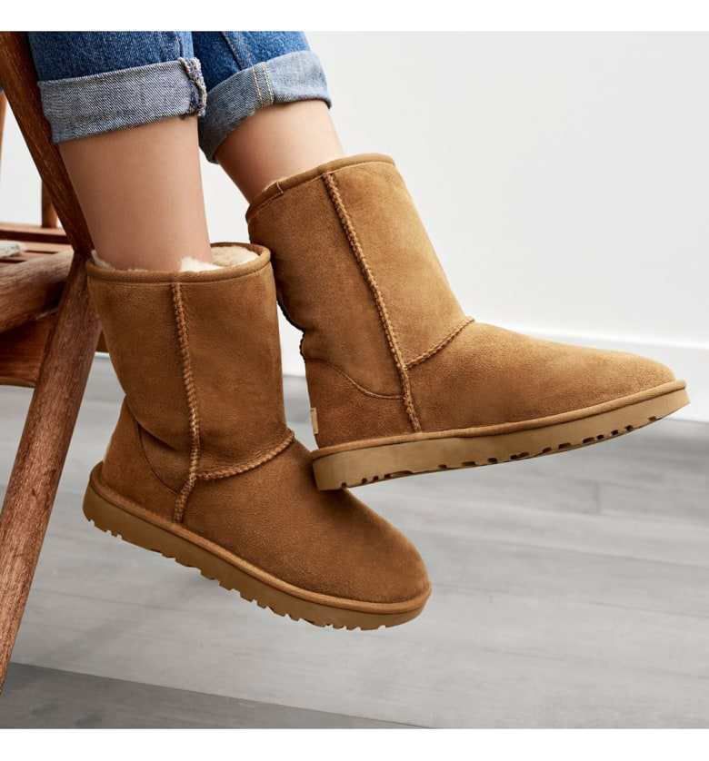 ugg short wool lined leather boot