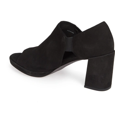 Shop Eileen Fisher Milton Peep Toe Sandal In Black Nubuck
