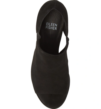 Shop Eileen Fisher Milton Peep Toe Sandal In Black Nubuck
