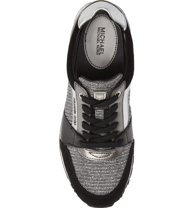 Shop Michael Michael Kors Billie Perforated Sneaker In Black/ Silver