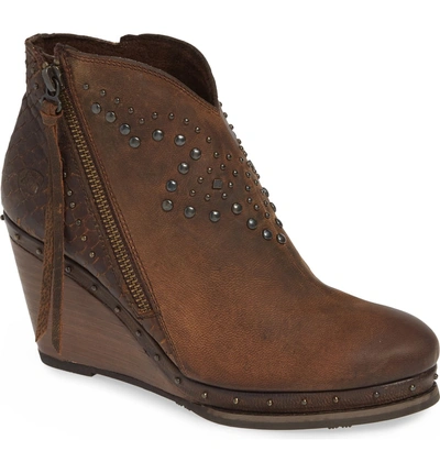 Shop Ariat Stax Studded Wedge Bootie In Russet Diamondback Tan Leather