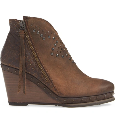 Shop Ariat Stax Studded Wedge Bootie In Russet Diamondback Tan Leather