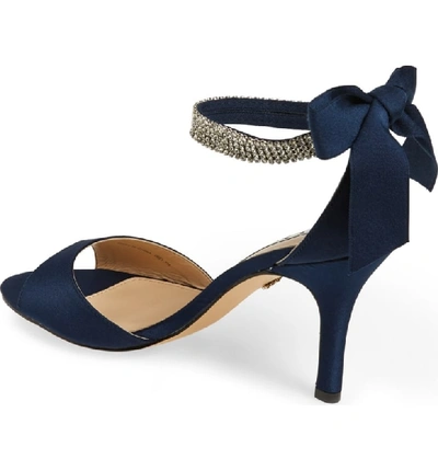 Shop Nina 'vinnie' Crystal Embellished Ankle Strap Sandal In Navy Satin