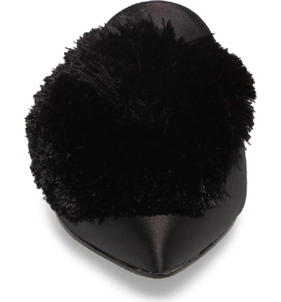 Shop Charles David Wella Pompom Loafer Mule In Black Satin