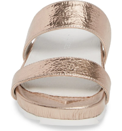 Shop Jslides Edie Sandal In Rose Gold Leather