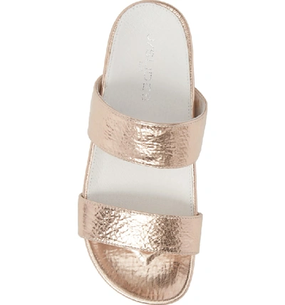 Shop Jslides Edie Sandal In Rose Gold Leather