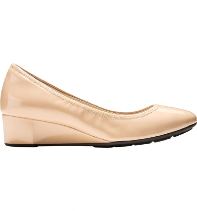 Shop Cole Haan Sadie Wedge Pump In Nude Patent Leather