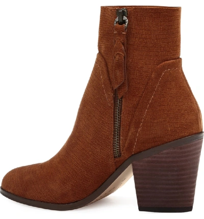 Shop Splendid Cherie Bootie In Brandy Embossed Suede