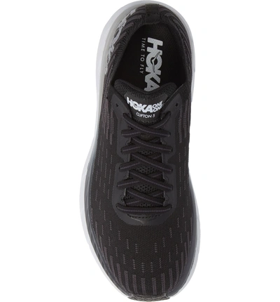 Shop Hoka One One Clifton 5 Knit Running Shoe In Black/ White