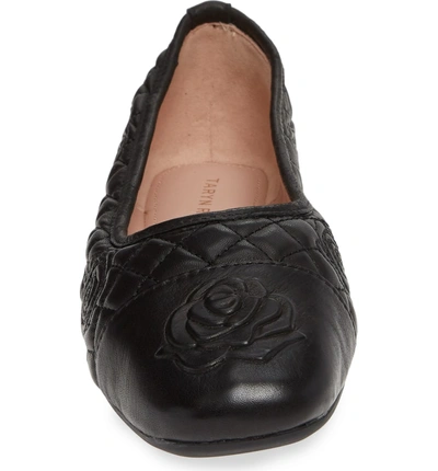 Shop Taryn Rose Reese Embroidered Flat In Black Leather