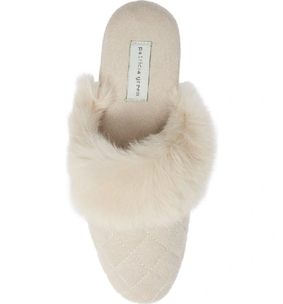 Shop Patricia Green Josephine Genuine Rabbit Fur Trim Slipper In Sand Suede