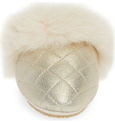 Shop Patricia Green Josephine Genuine Rabbit Fur Trim Slipper In Gold Leather