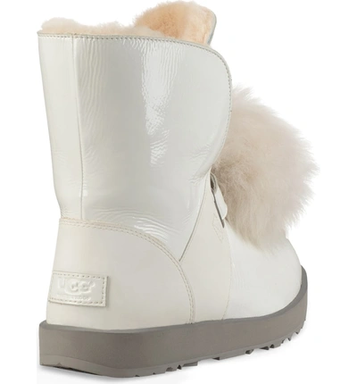 Shop Ugg Isley Genuine Shearling Waterproof Patent Pom Bootie In White