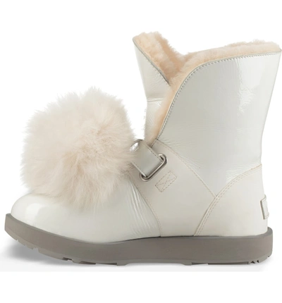 Shop Ugg Isley Genuine Shearling Waterproof Patent Pom Bootie In White