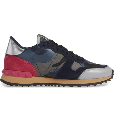 Shop Valentino Camouflage Low Top Sneaker In Black/ Marine/ Pink