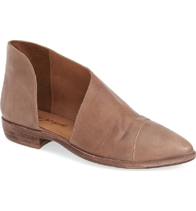 Shop Free People 'royale' Pointy Toe Flat In Brown Leather