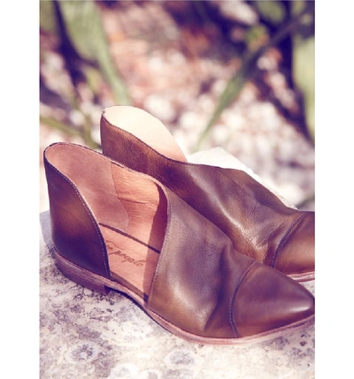 Shop Free People 'royale' Pointy Toe Flat In Brown Leather