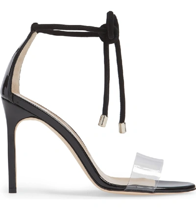 Shop Manolo Blahnik Estro Ankle Tie Sandal In Black Patent