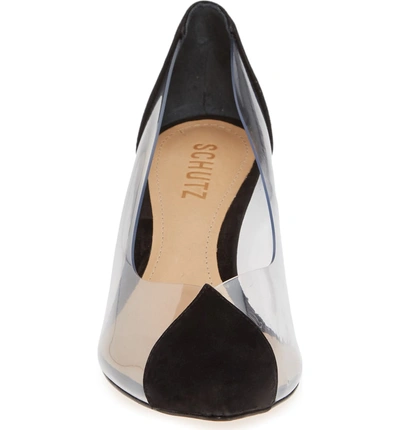 Shop Schutz Cyou Clear Pointy Toe Pump In Black