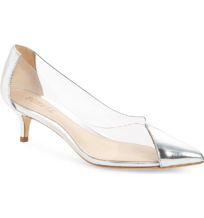Shop Schutz Cyou Clear Pointy Toe Pump In Silver Spechio