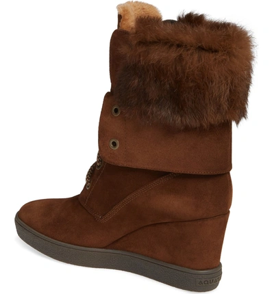 Shop Aquatalia Cordelia Water Resistant Genuine Rabbit Fur Boot In Chestnut