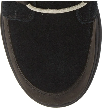 Shop Sorel Explorer Joan Waterproof Boot With Faux Fur Collar In Black/ Dark Stone