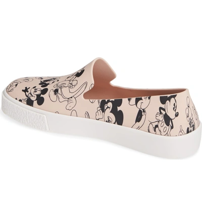 Shop Melissa Ground Mickey Mouse Slip-on Sneaker In Pink/ White Fabric