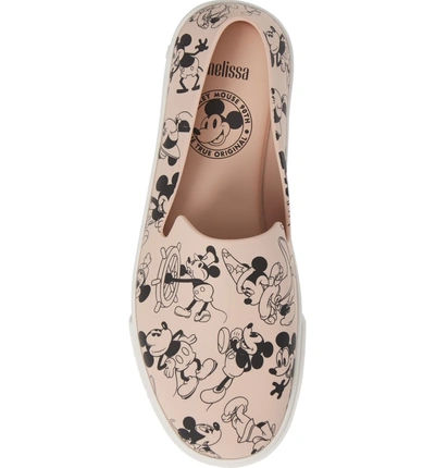 Shop Melissa Ground Mickey Mouse Slip-on Sneaker In Pink/ White Fabric