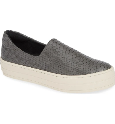 Shop Jslides Harlow Slip-on Platform Sneaker In Dark Grey Embossed Leather