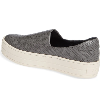 Shop Jslides Harlow Slip-on Platform Sneaker In Dark Grey Embossed Leather