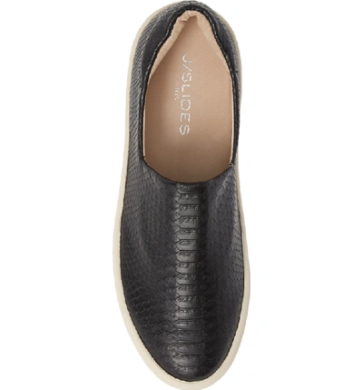 Shop Jslides Harlow Slip-on Platform Sneaker In Black Embossed Leather