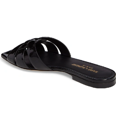 Shop Saint Laurent Tribute Slide Sandal In Black Patent