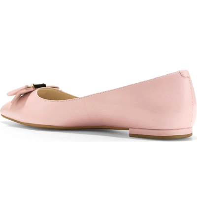 Shop Cole Haan Tali Bow Skimmer Flat In Silver Pink Leather