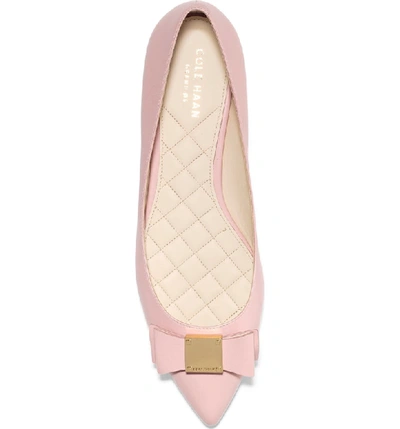 Shop Cole Haan Tali Bow Skimmer Flat In Silver Pink Leather