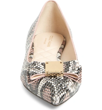 Shop Cole Haan Tali Bow Skimmer Flat In Rose Snake Print Leather