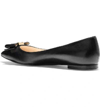 Shop Cole Haan Tali Bow Skimmer Flat In Black Leather