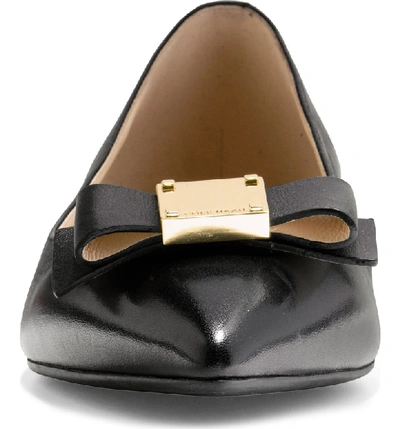 Shop Cole Haan Tali Bow Skimmer Flat In Black Leather
