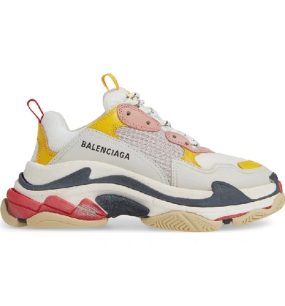 Shop Balenciaga Triple S Low Top Sneaker In White/ Yellow/ Rose