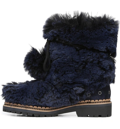 Shop Sam Edelman Blanche Faux Fur Boot In Navy Fur