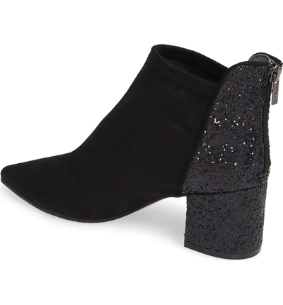 Shop Adrianna Papell Honey Pointy Toe Stretch Bootie In Black Glitter Suede