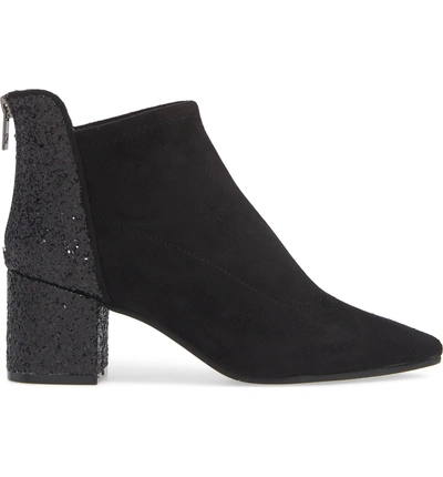 Shop Adrianna Papell Honey Pointy Toe Stretch Bootie In Black Glitter Suede