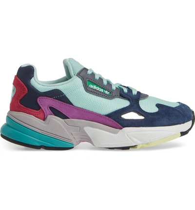 Shop Adidas Originals Falcon Sneaker In Clear Mint/ Clear Mint/ Navy