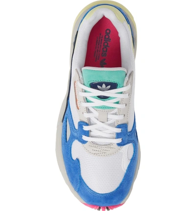 Shop Adidas Originals Falcon Sneaker In White/ White/ Blue